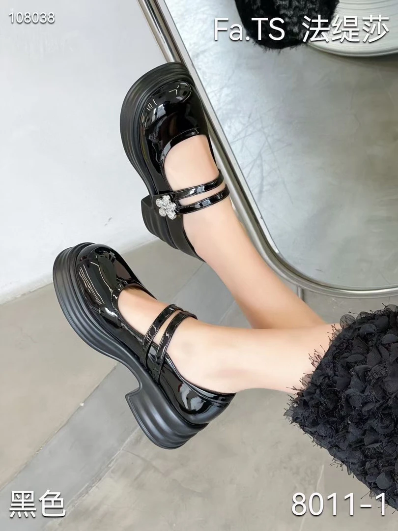 8011-1真皮厚底玛丽珍女鞋高跟新款春黑色单鞋日系jk小皮鞋A1