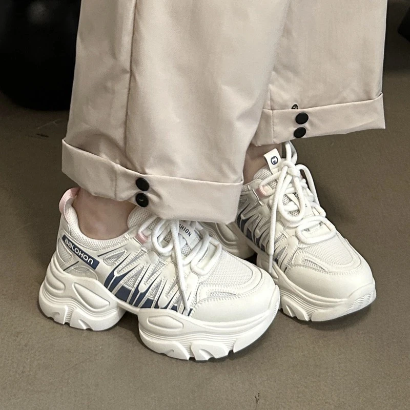 637-3 恋典网面透气轻便老爹鞋女新款厚底显脚小百搭真皮运动鞋A9