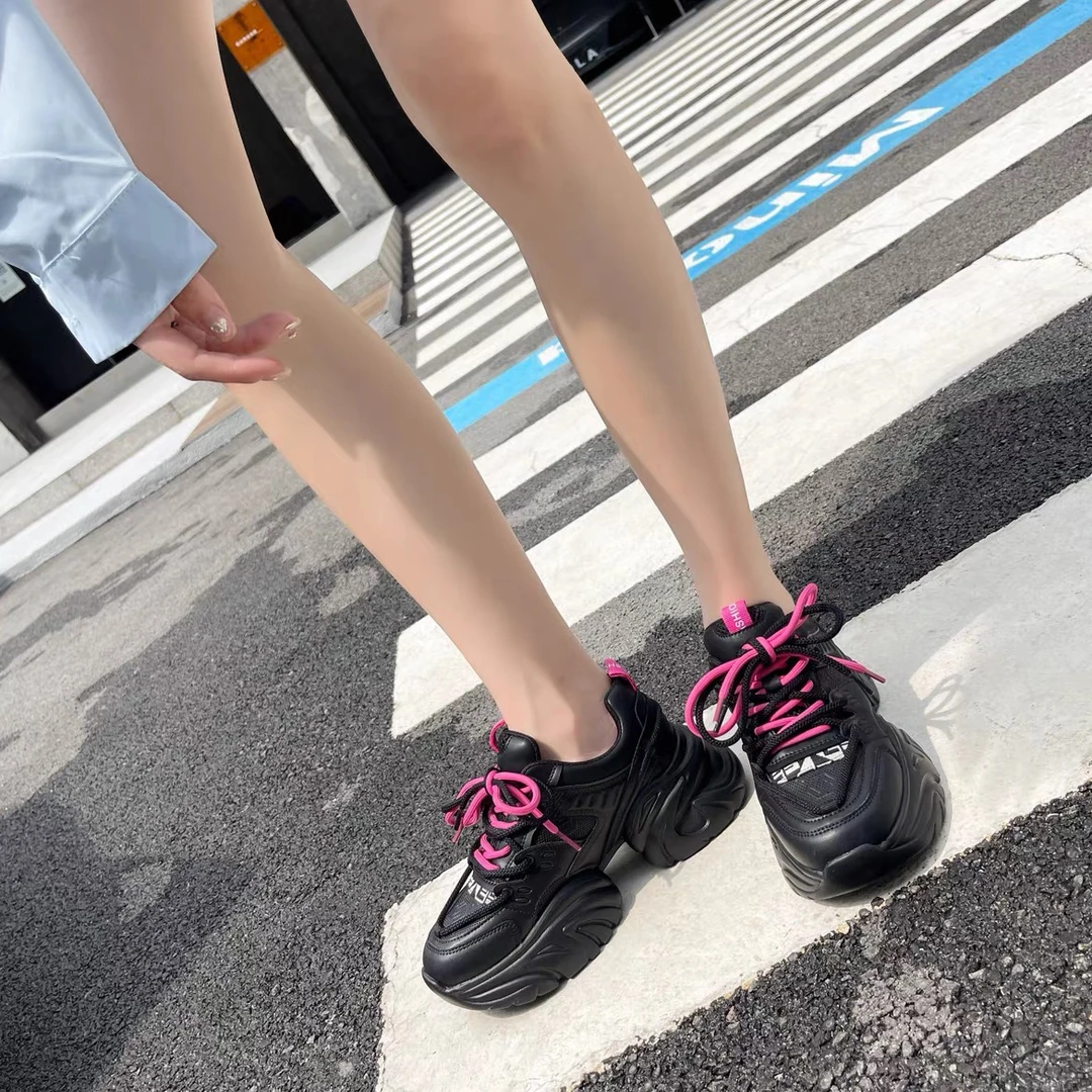 9095真皮发泡底老爹鞋新款冬季透气厚底增高轻便运动女休闲鞋A11