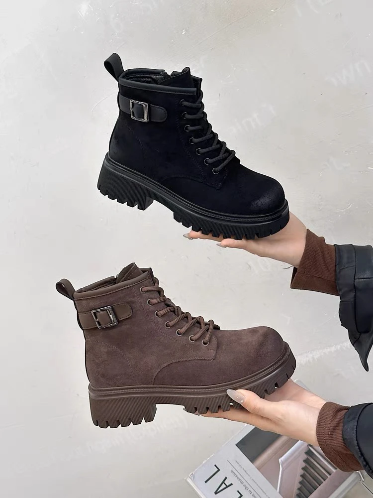 58581复古英伦风马丁靴女短靴厚底绒面百搭秋冬新款潮流女鞋G1