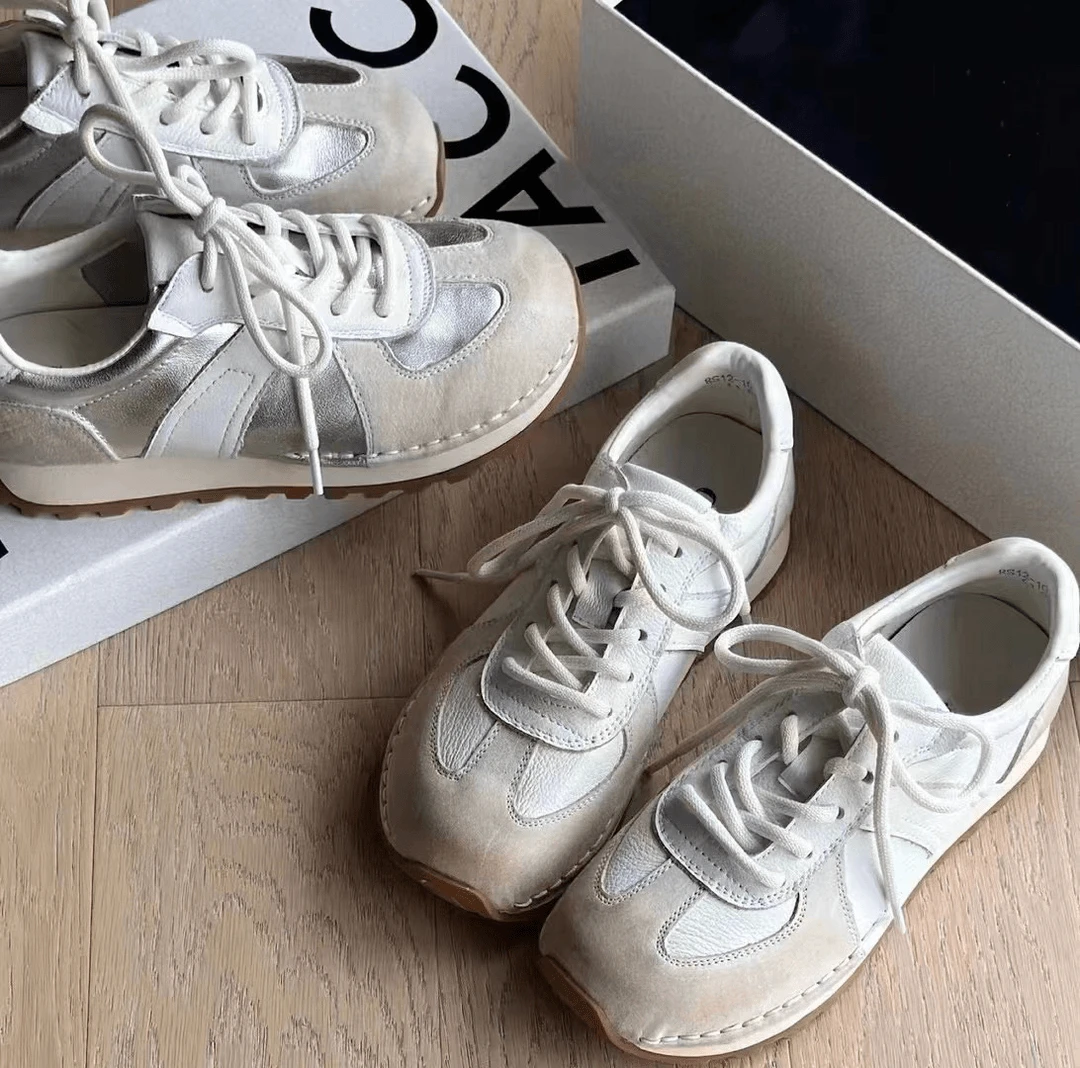 6060秋冬复古厚底阿甘鞋女真皮网红德训鞋休闲鞋A11