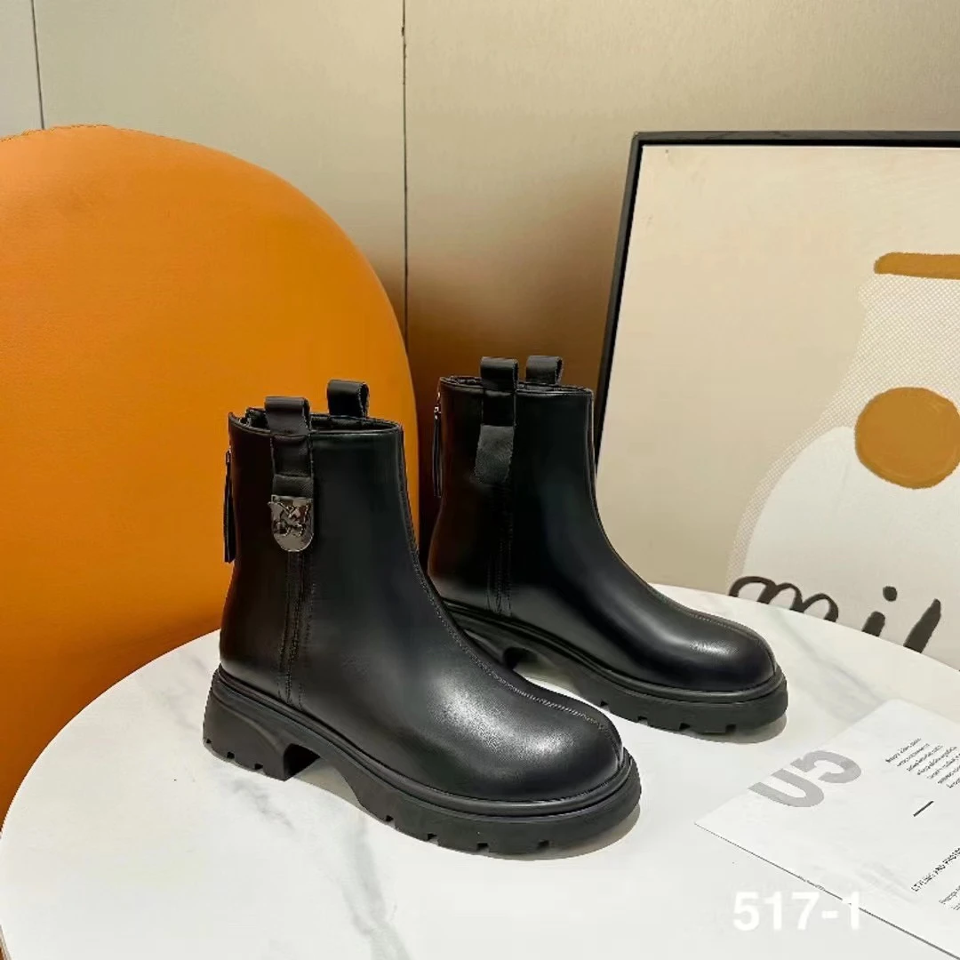 517-1马丁靴女2024新款靴子秋冬加绒显脚小瘦瘦靴厚底软底短靴F5