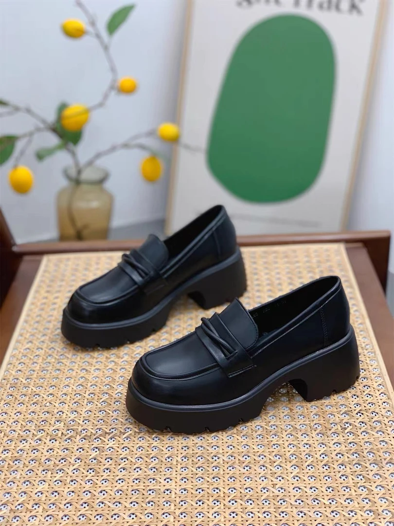 1510小皮鞋女英伦风单鞋秋季新款黑色jk鞋一脚蹬厚底乐福鞋工A11