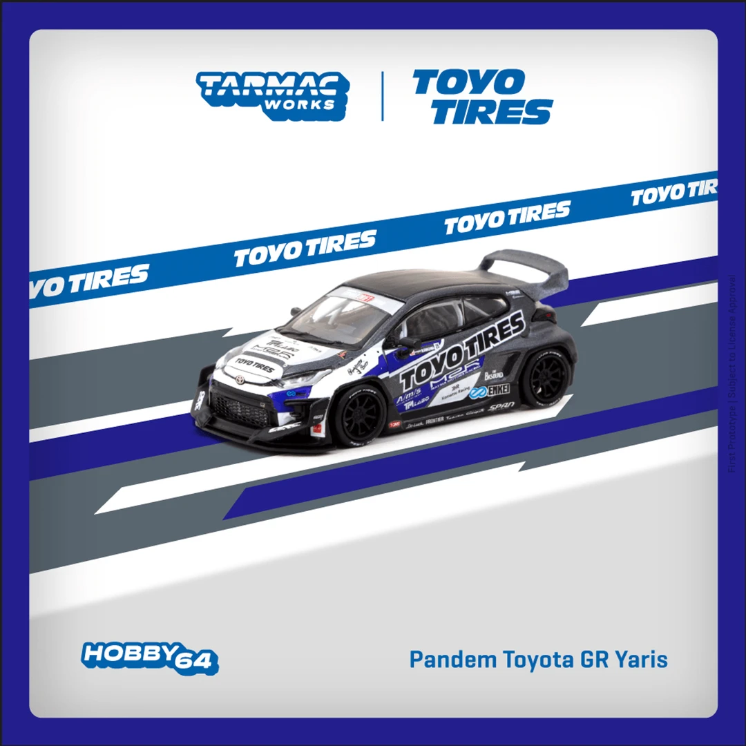 Tarmac Works 1:64丰田雅力士GR Yaris TOYO火箭兔合金汽车模型TW