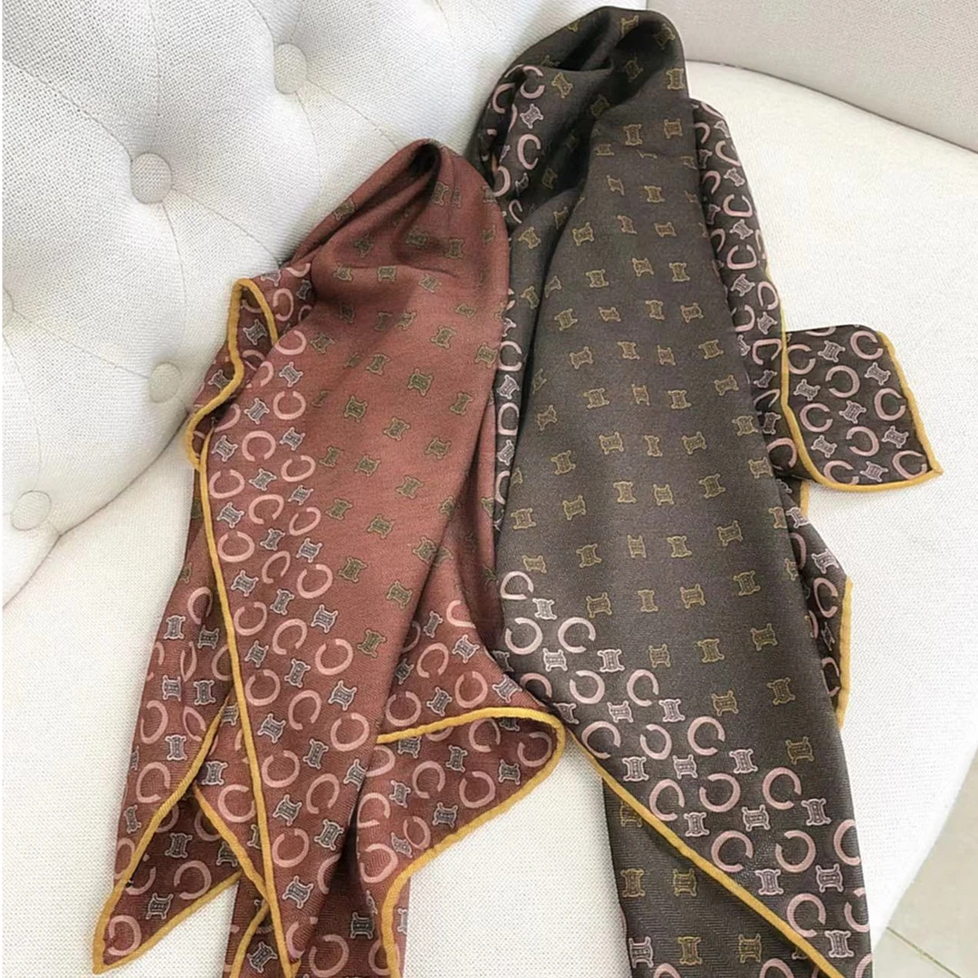 041秋冬高品质丝毛羊毛桑蚕丝手工卷边丝巾