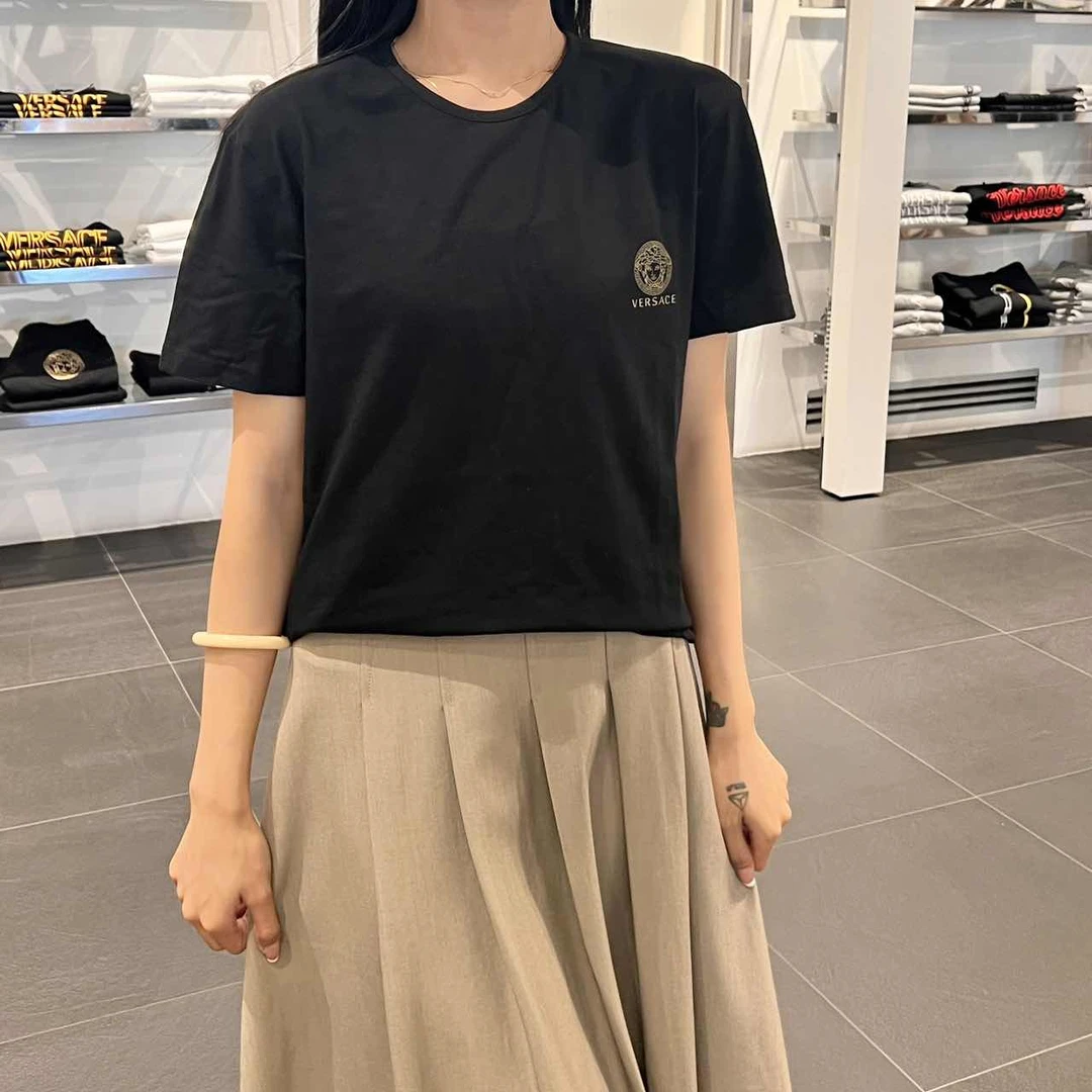 Versace/范思哲男女同款 烫金美杜莎logo 短袖T恤