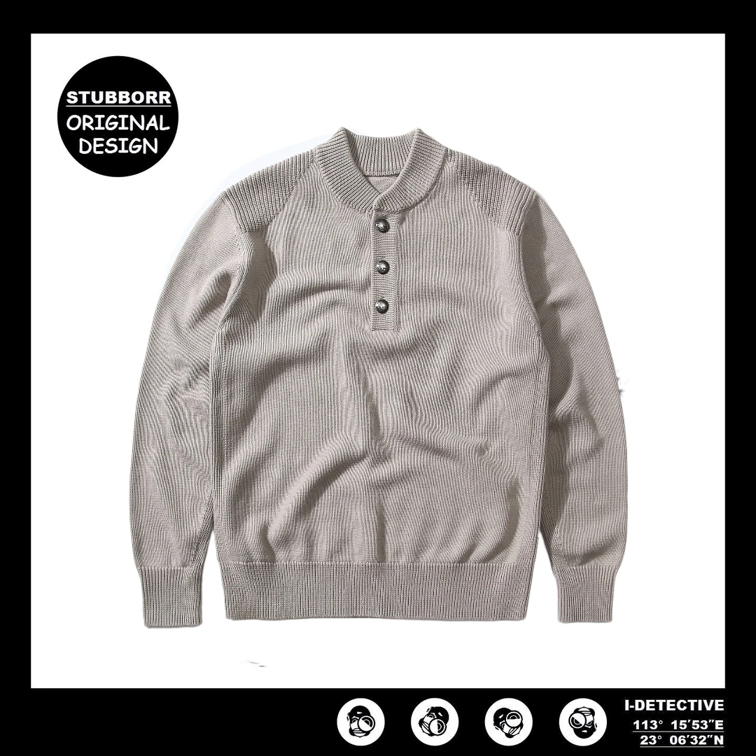 衣探长百搭500克100棉流浪币亨利秋冬长袖毛衫男士