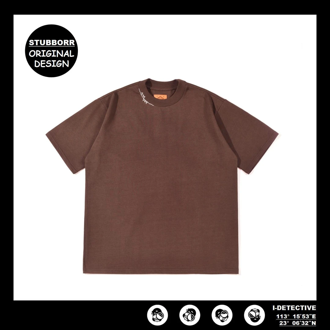 衣探长设计师原创【盐湖1】圆领400克纯棉重磅美式短袖复古T恤