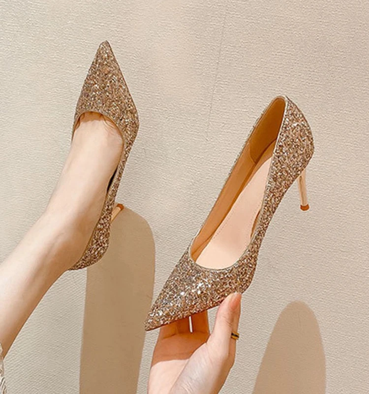 1860 时尚百搭气质尖头细跟性感浅口高跟鞋