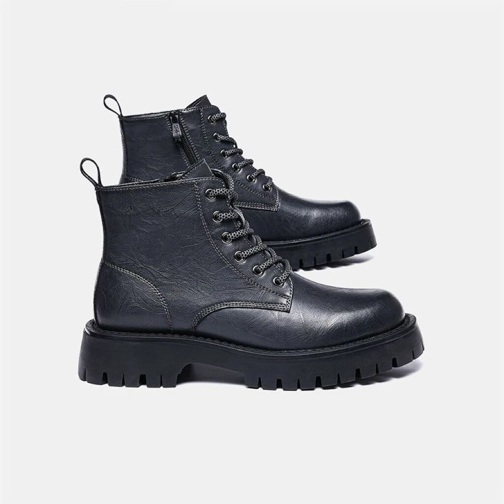 【2842-靴】秋冬马丁靴英伦风工装靴男士高帮靴皮靴厚底机车靴男靴