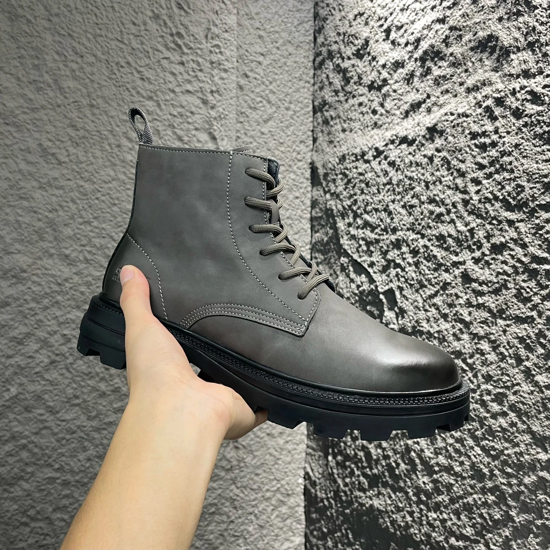 【2052-马靴】2024秋冬新款真皮马丁靴百搭舒适英伦风工装鞋男靴