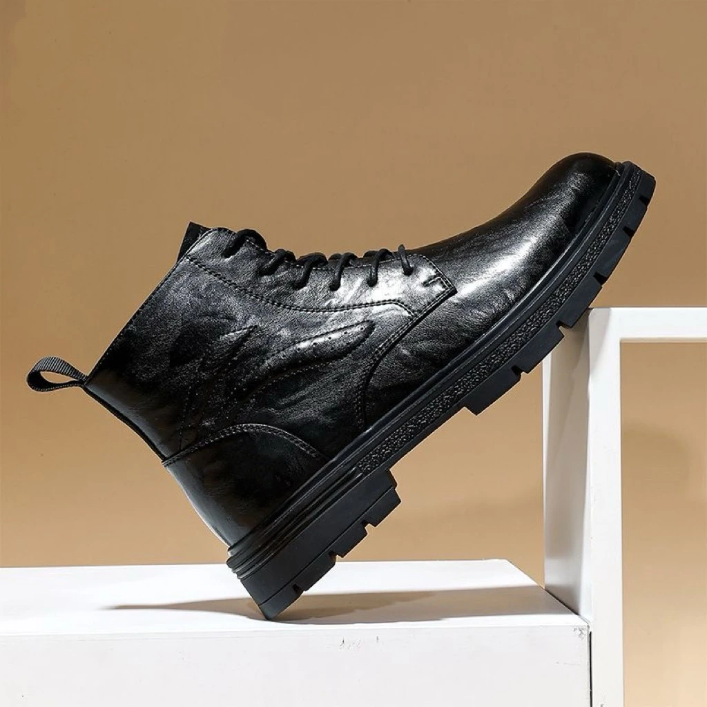 【2382-靴】秋冬马丁靴英伦风工装靴男士高帮靴皮靴厚底机车靴男靴