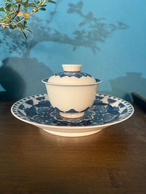 星空宝相三才盖碗泡茶碗小盖碗茶盖碗瓷盖碗陶瓷茶具