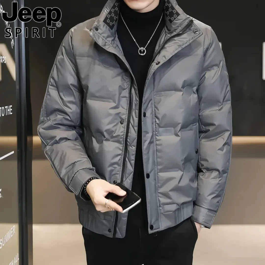 Jeep吉普免洗轻薄羽绒服男冬季新款立领时尚潮流保暖男士羽绒外套