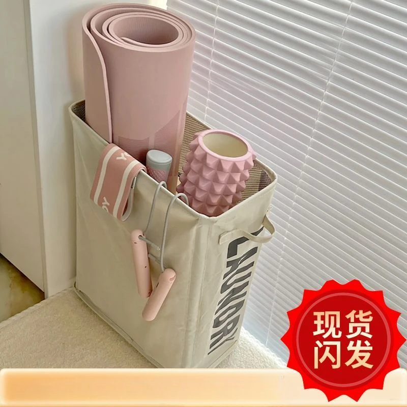 瑜伽垫收纳架布艺折叠入户门地垫装泡沫滚轴器材带轮家用置放物