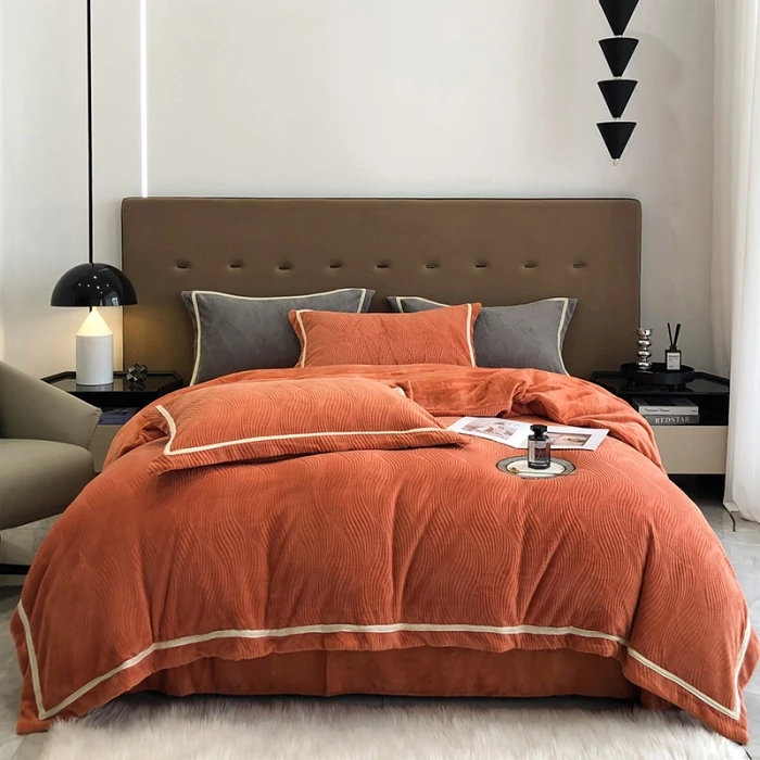 新品加厚牛奶绒雕花四件套多功能加绒轻奢水晶绒双面绒