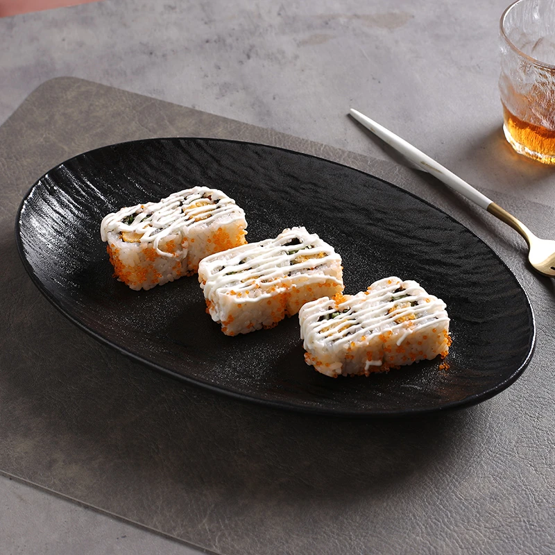 高颜值日式陶瓷盘子椭圆形炒菜盘家用餐盘新款轻奢大号蒸鱼盘餐具