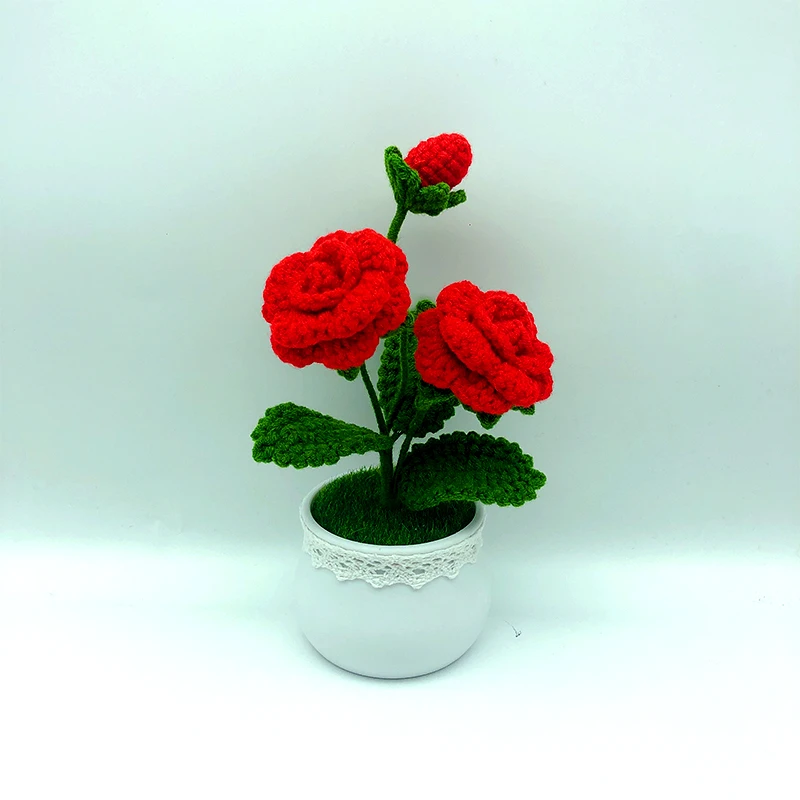 【小玫瑰花盆栽材料包】（可做2个）传统手工艺DIY玫瑰花创意盆栽