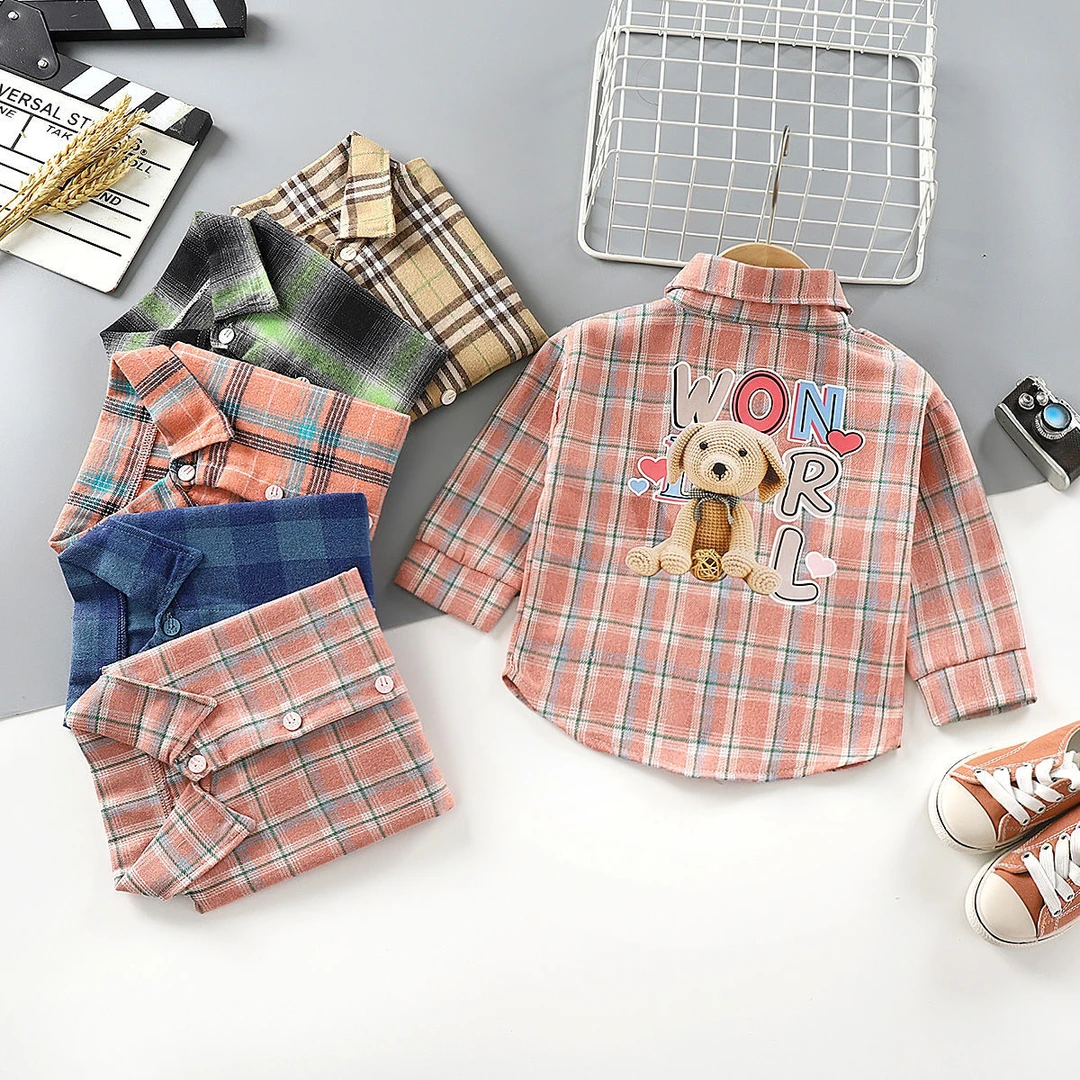 男女宝宝长袖衬衫秋季儿童衬衫男童女童童装宽松休闲春秋洋气爆款