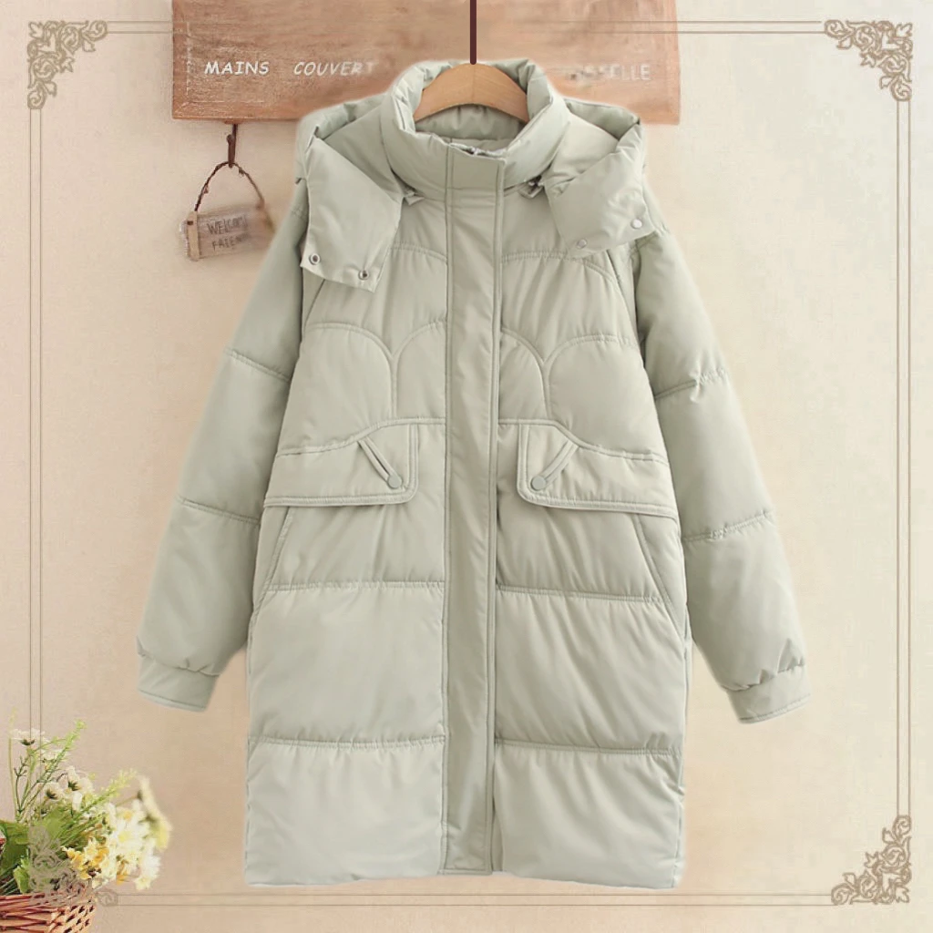 初中高中学生棉服2025年新款少女学院风冬装棉衣中长款棉服女款