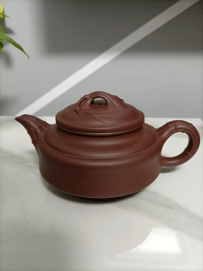 喀左紫泥双线竹鼓壶半手精工