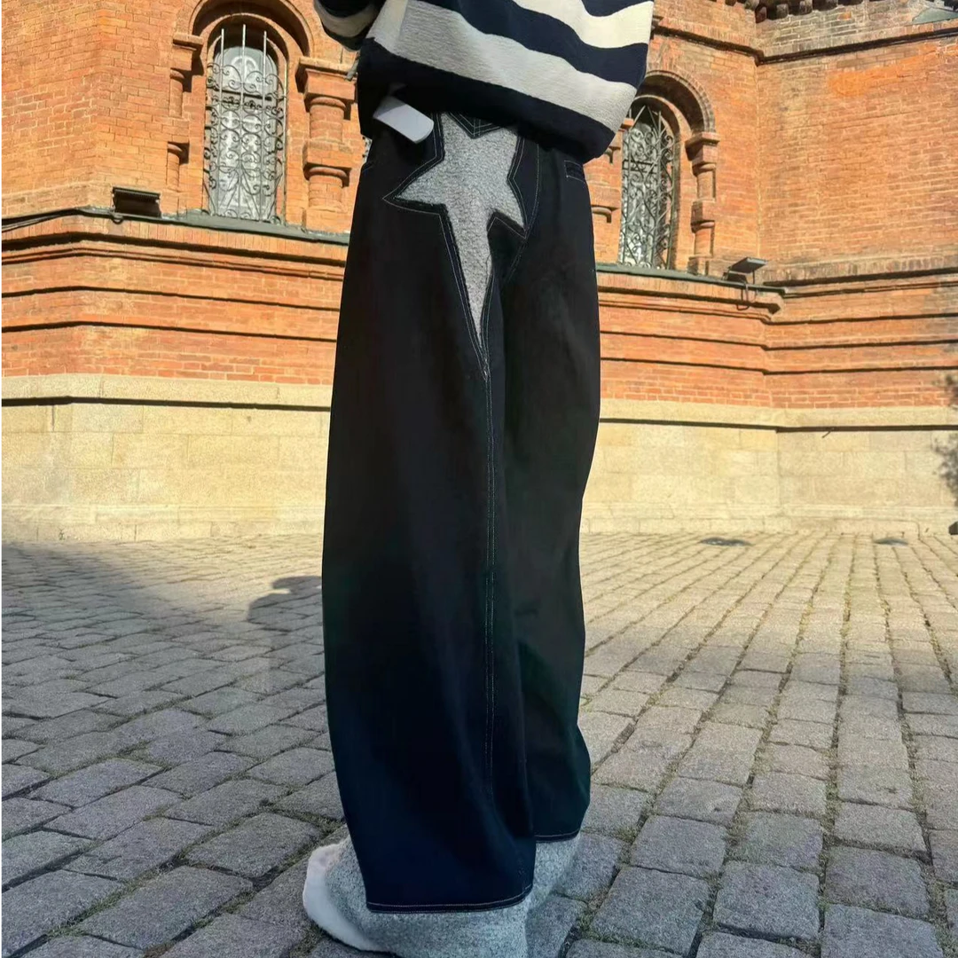 【艺艺推荐】秋季新款轻奢拼接气质显瘦 潮流 牛仔裤 S047