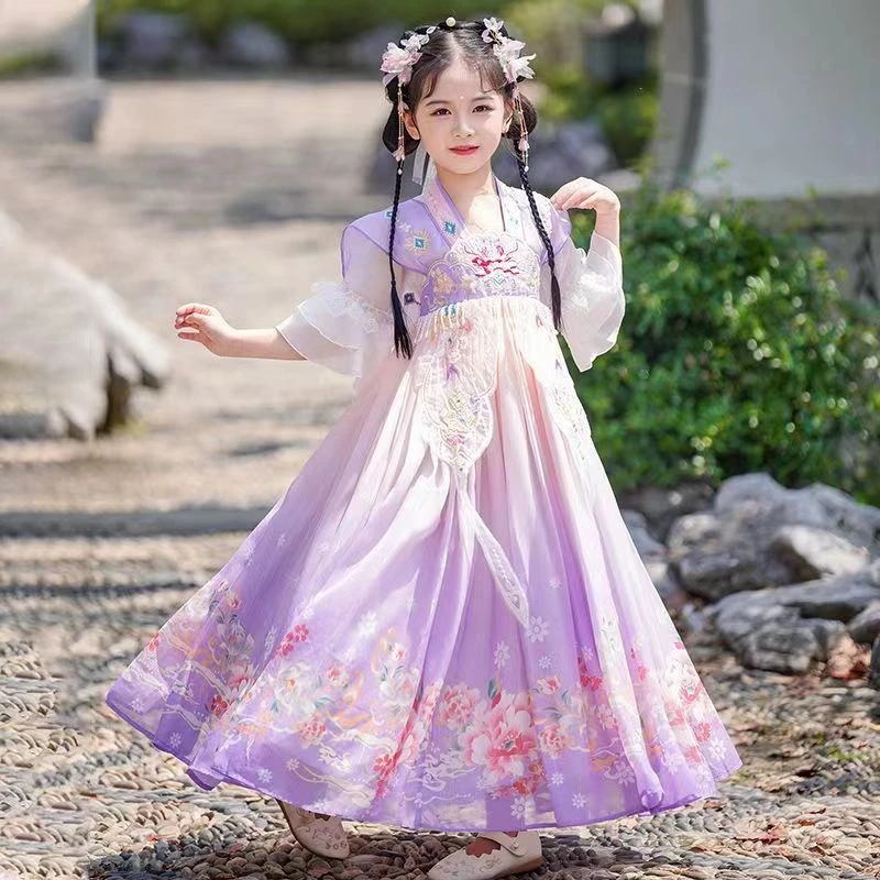 女童汉服夏季新款古风超仙女孩洋气襦裙儿童中国风蓬蓬裙小女孩
