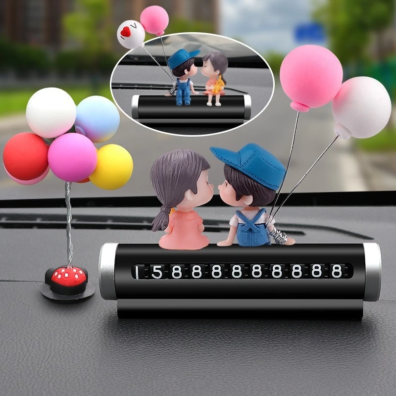 汽车临时停车号码牌车内饰摆件可爱个性创意车用品移车挪车电话牌
