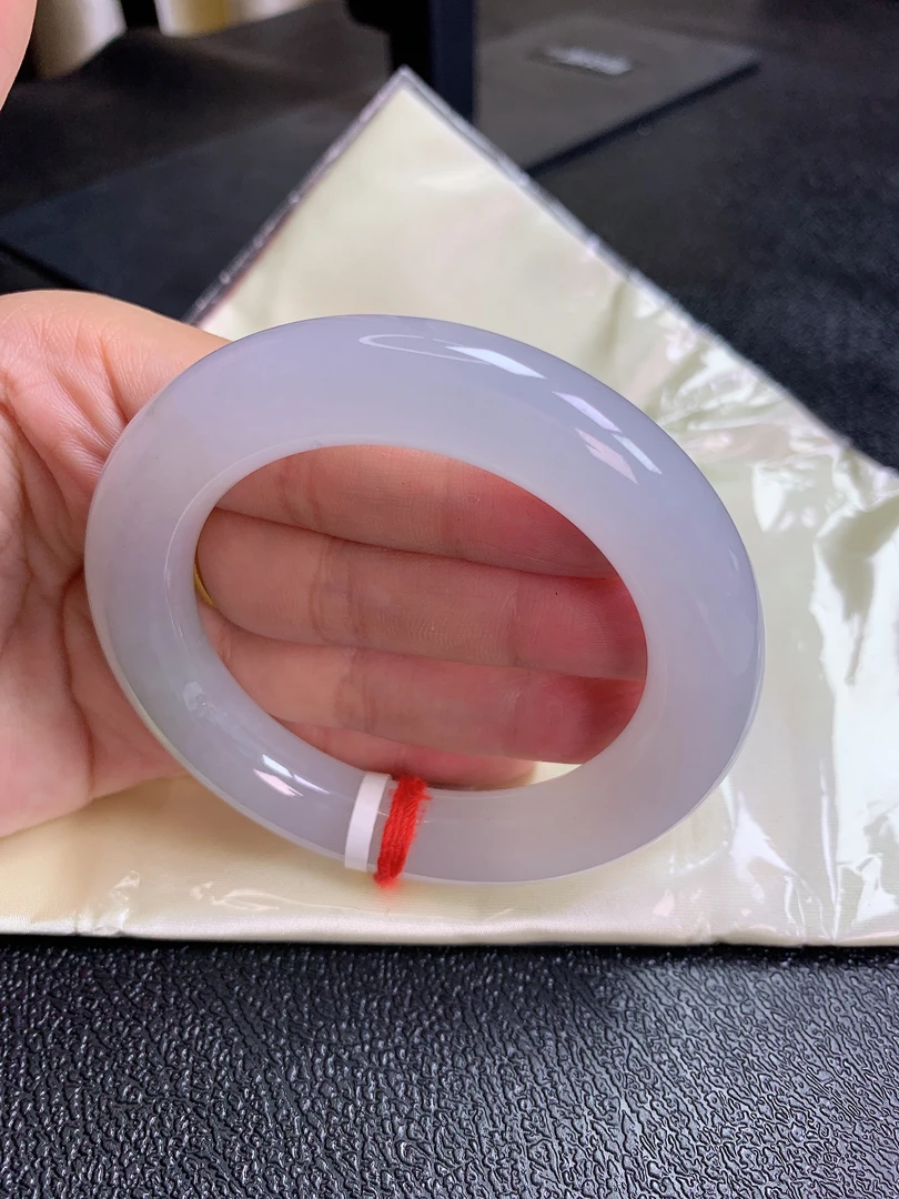 53圈口缅甸天然A货翡翠手镯老坑冰种起冰化胶胖圆条