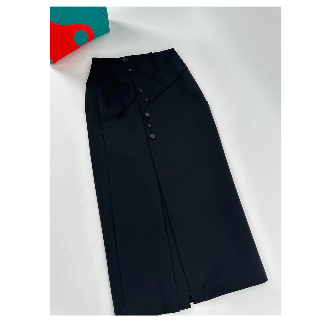 KOMODO新中式腰头拼接开叉设计半裙