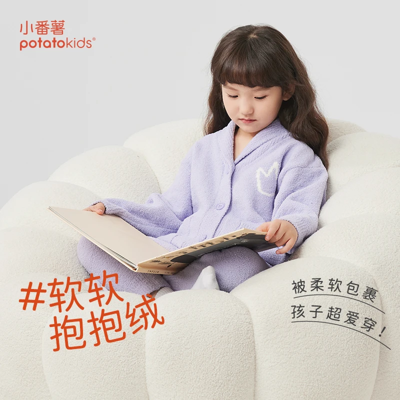 potatokids/小番薯秋冬季儿童加绒加厚保暖柔软长袖睡衣u31