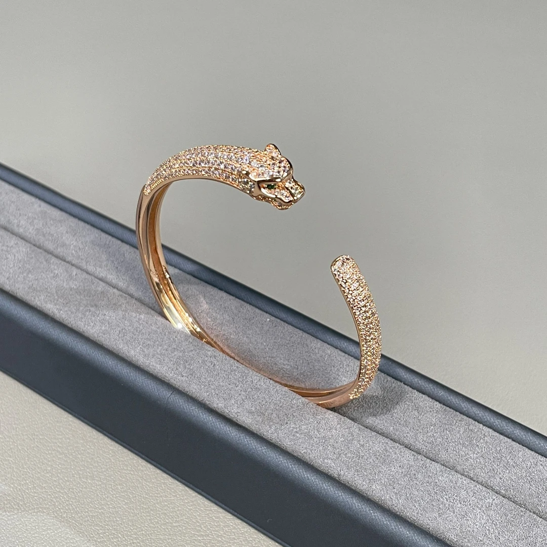 铜合金莫桑石手镯 430 设计师款轻奢高定豹子手镯