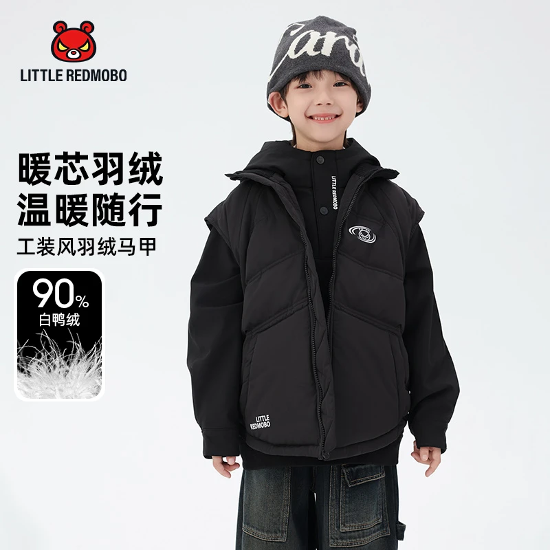 【魔霸眼睛】童装冬季潮酷卡通保暖工装风男儿童羽绒马甲 DY-MB588