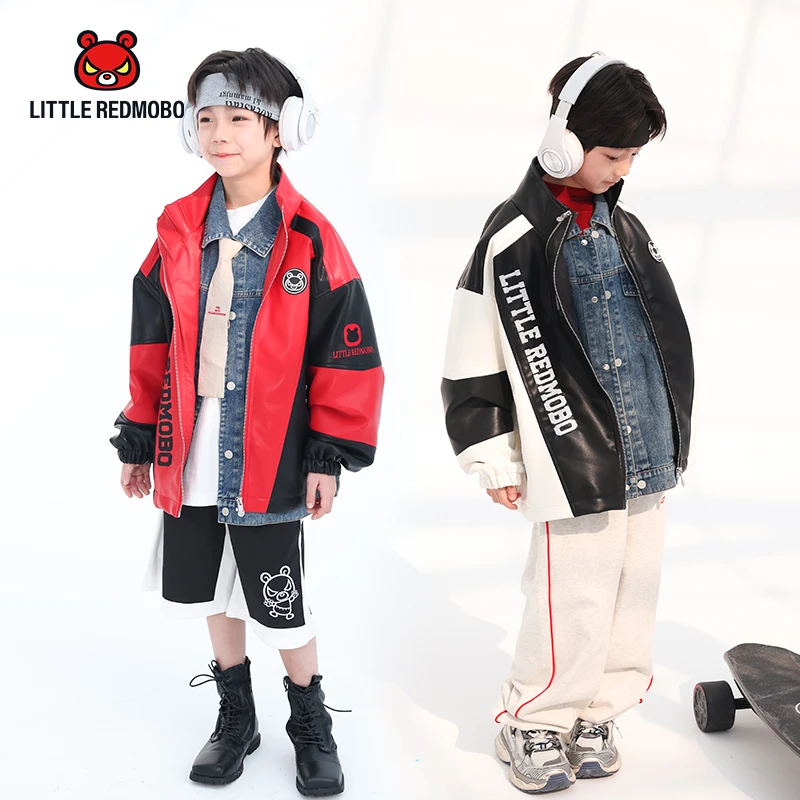 【魔霸眼睛】卡通潮酷简约百搭时尚春季童装皮衣外套 CY-MB343