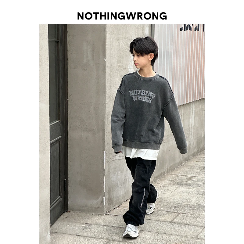 【NW】青少年潮酷拼接百搭洋气儿童休闲春季童装小孩卫衣 CY-NW005