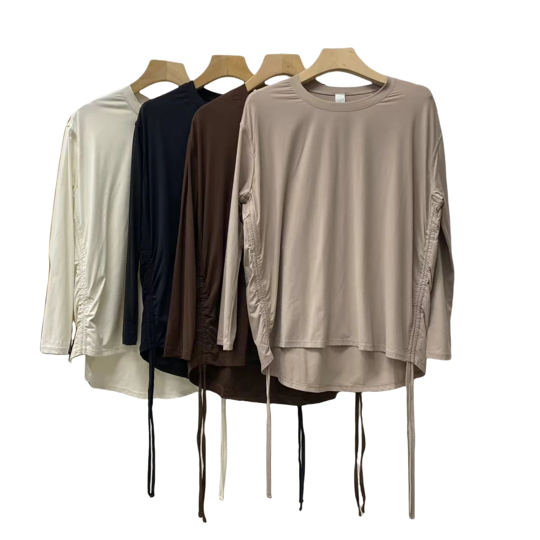 卡码拍小【YLANGENE】简约百搭龟背抽绳长袖T恤3066YGSM