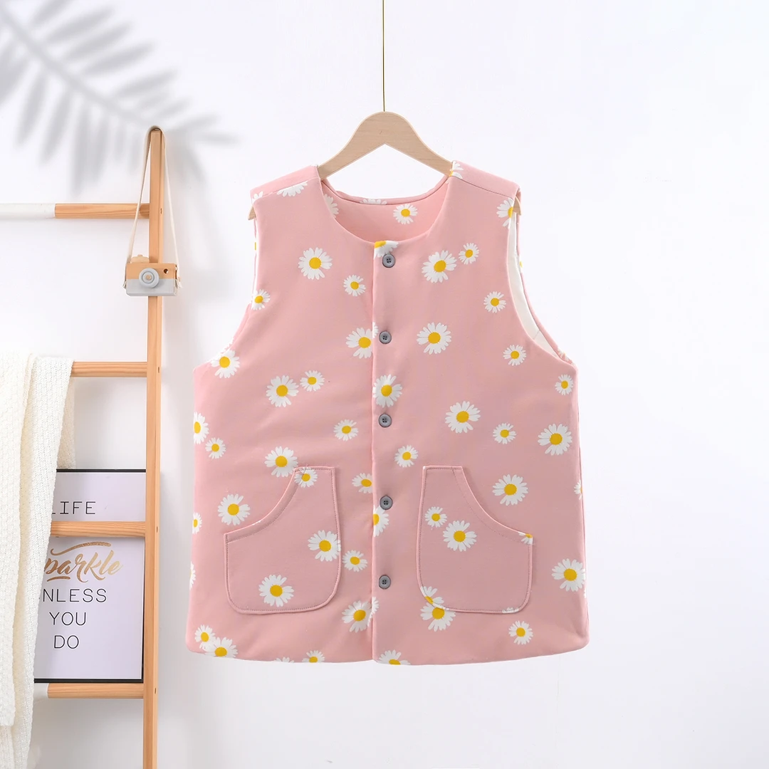 秋冬季保暖纯棉花护肚马甲女士手工棉衣加厚棉服成人针织无袖马夹