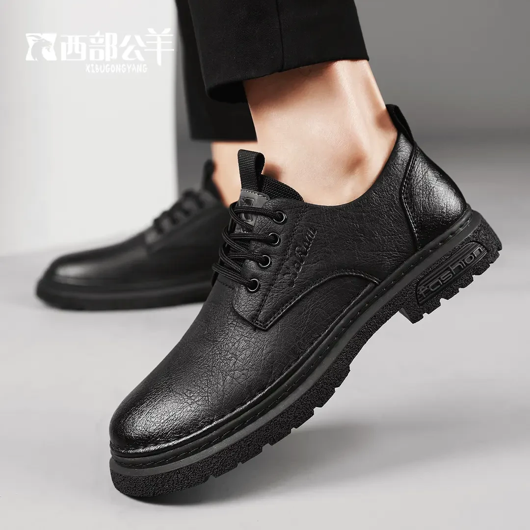 西部公羊秋季工作休闲皮鞋上班男潮鞋舒适软底男鞋男士时尚百搭鞋