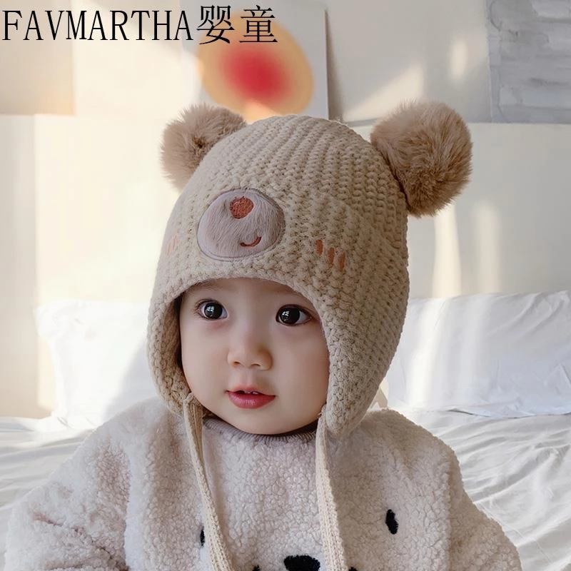 FAVMARTHA宝宝帽子秋冬季可爱超萌男女童套头毛线帽儿童加厚保暖