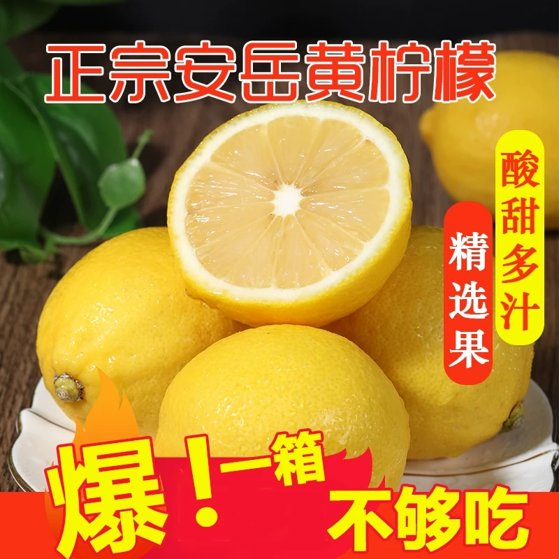 四川安岳黄柠檬新鲜时令当季多汁水果精选皮薄一级香水鲜甜柠檬青