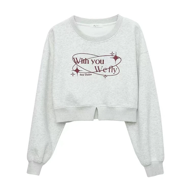 【青苍】美式字母印花卫衣显瘦韩版百搭休闲长袖圆领上衣