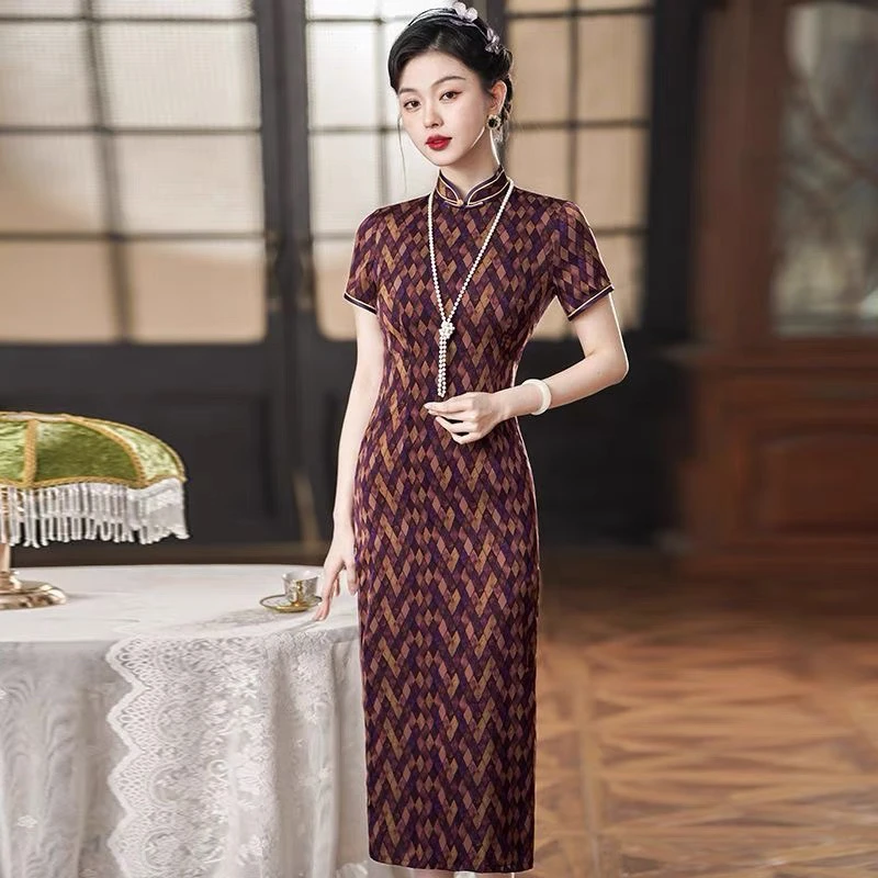 【206】（衣长125cm）长款气质旗袍