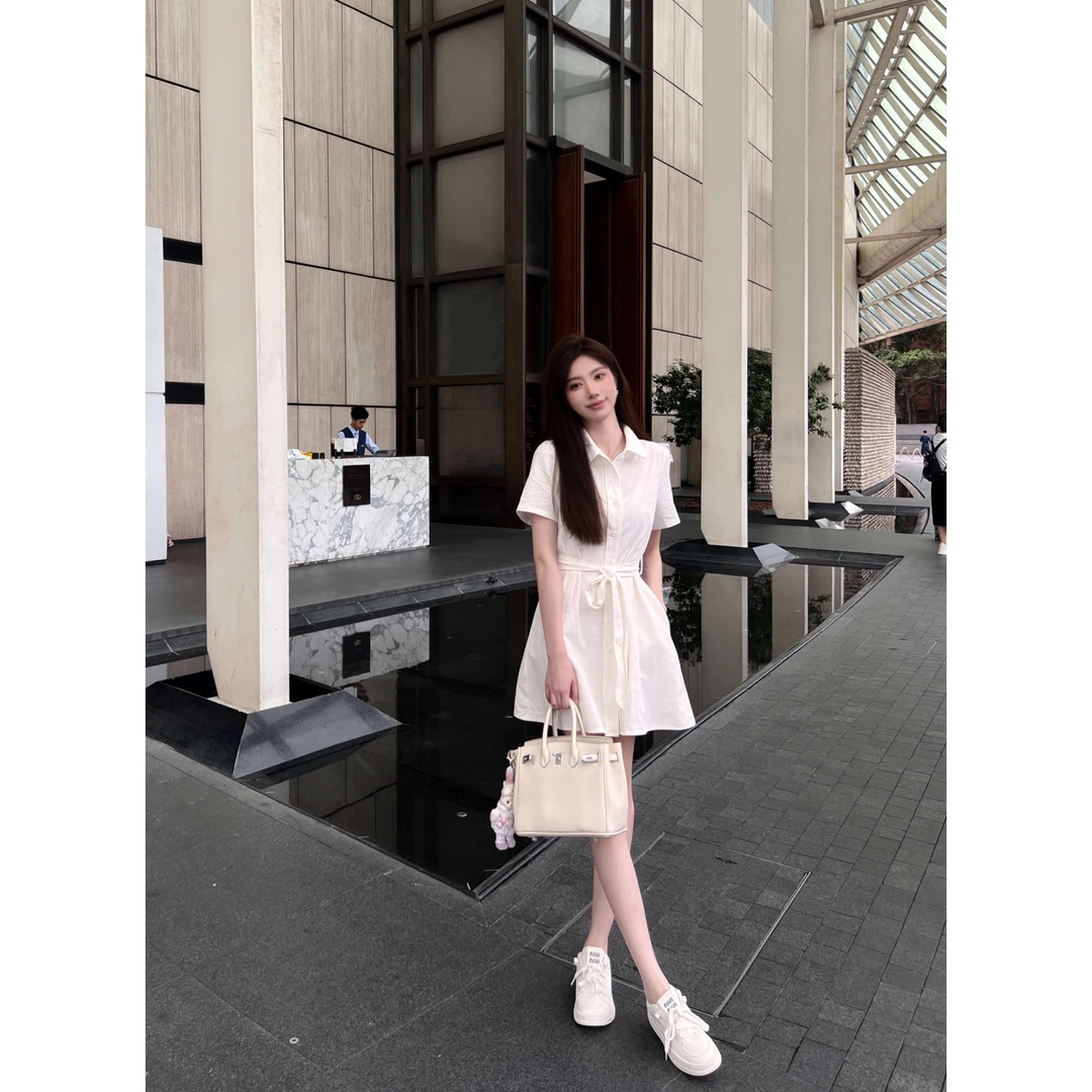 【思琦定制】初恋polo衬衫裙 清纯学院风刺绣牛津布棉系连衣裙