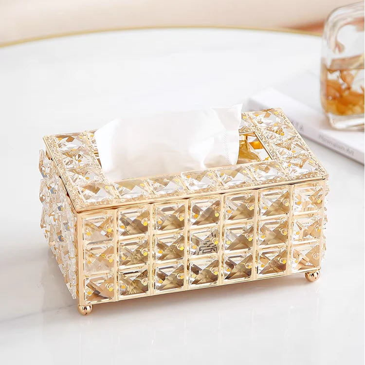 欧式轻奢高档客厅创意纸巾盒现代简约酒店茶几水晶纸盒网红抽纸盒