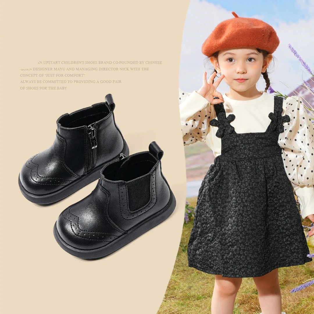 帅泡泡儿童秋冬季英伦风马丁靴2025新款男童软底短靴女童百搭靴潮