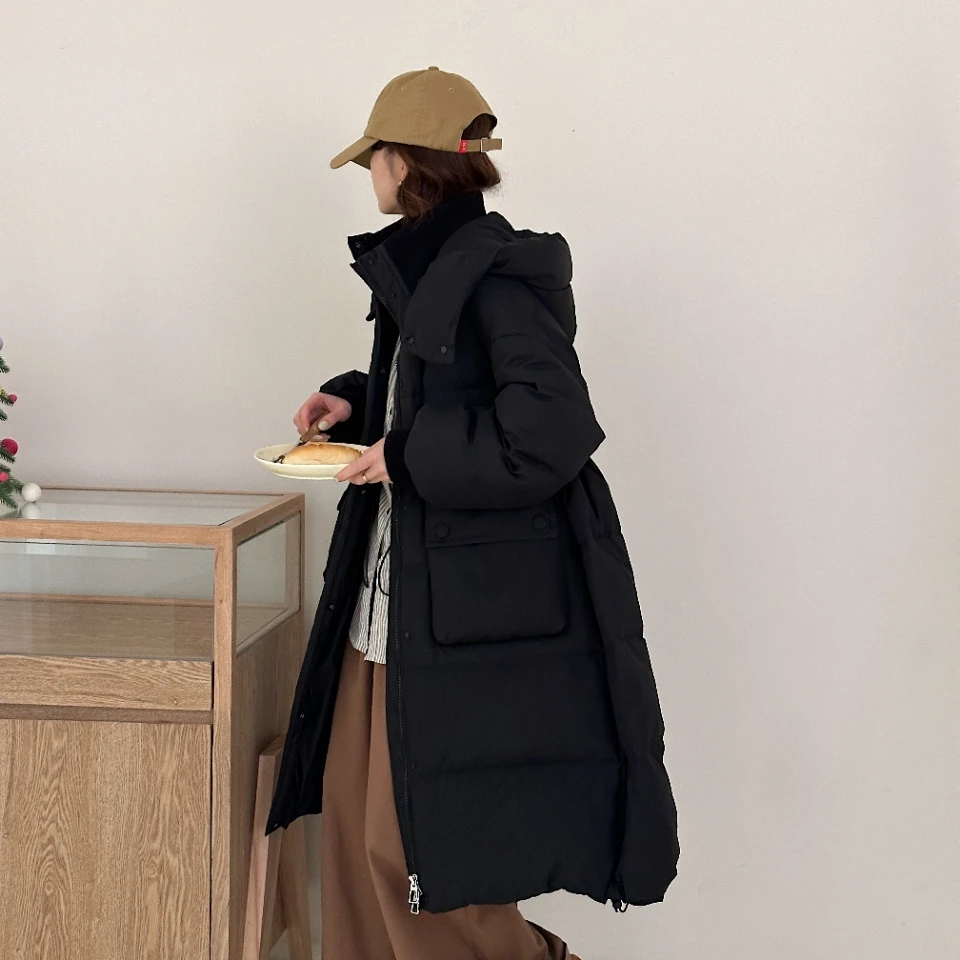 孕妇羽绒服冬季长款加厚羽绒服装韩版长款外套宽松大码慵懒风保暖