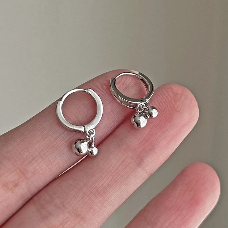 925银耳饰 小球流苏耳扣精致可爱短款简约耳圈睡觉免摘耳环女