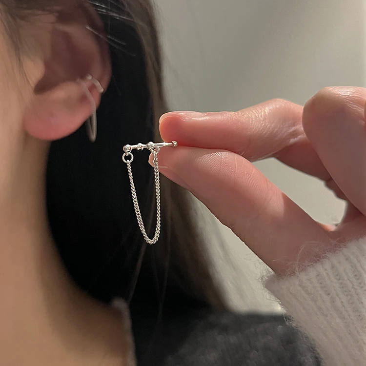 925银耳饰 流苏耳夹   通体925纯银简约个性耳骨夹不需要耳洞的