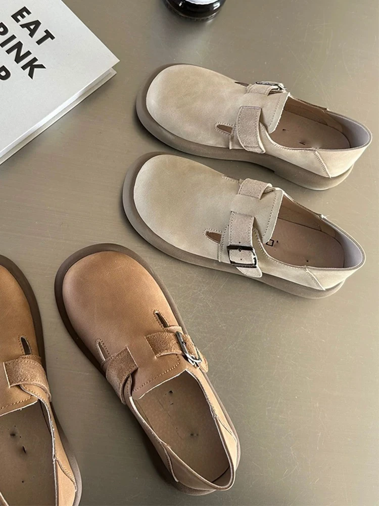 欧洲站真皮懒人勃肯鞋女新款平底一脚蹬舒适休闲百搭复古女款单鞋