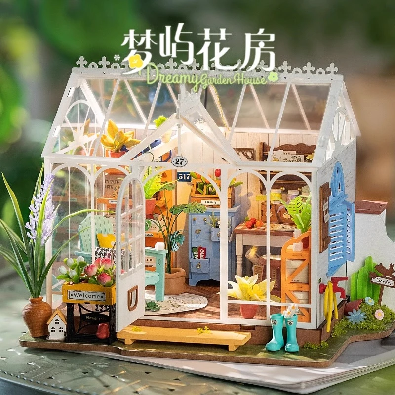 rolife/若来梦屿花房DIY手工小屋小房子积木礼物微缩拼装小屋玩具